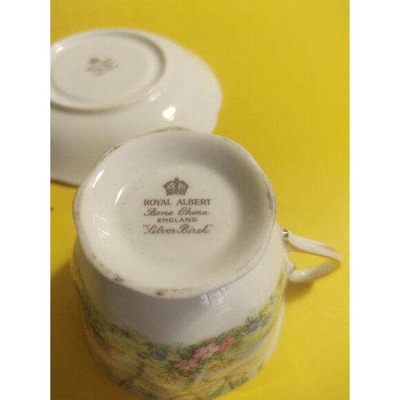 Vintage Royal Albert Silver Birch pattern Cup & Saucer Set - Picture 9 of 9